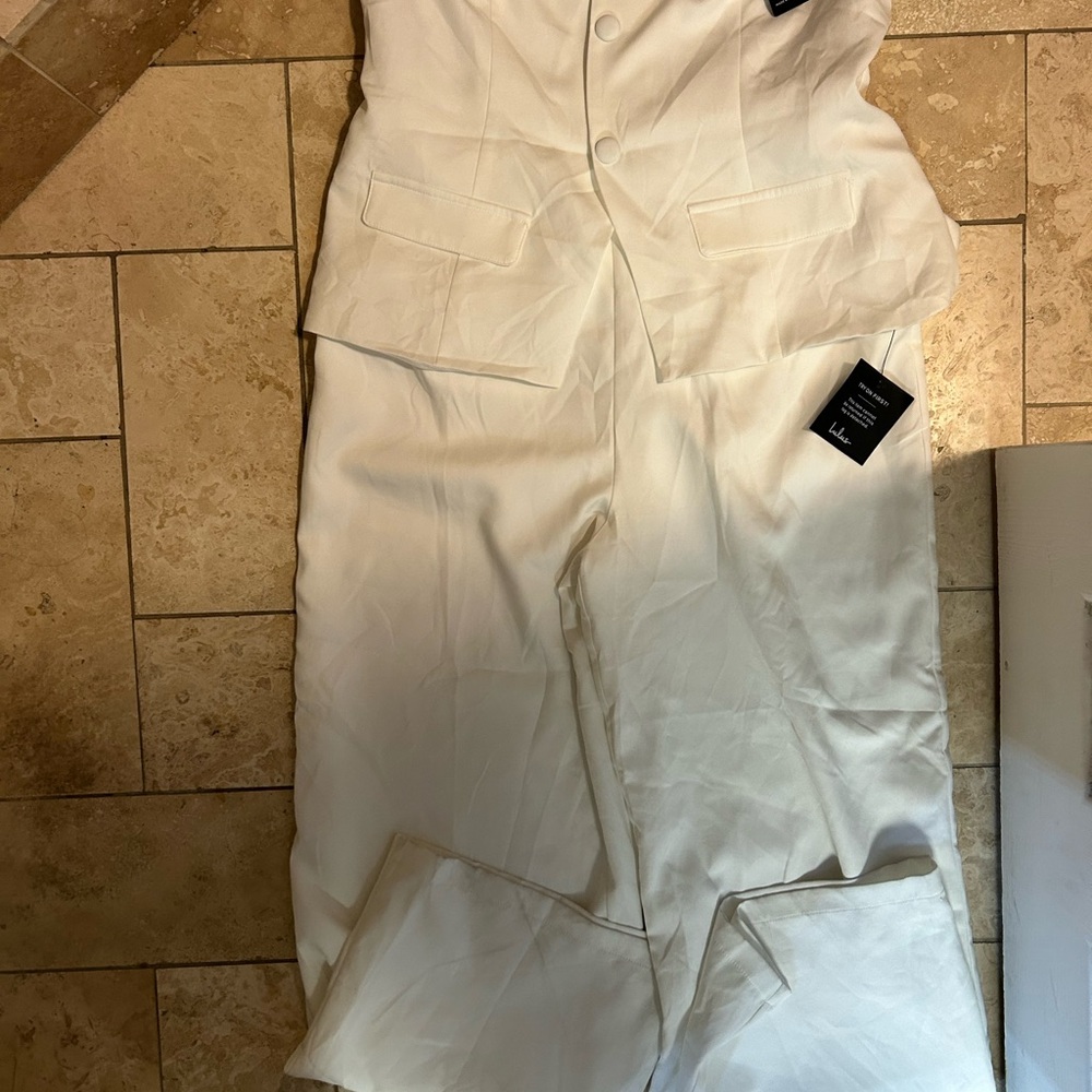 Lulu's White Strapless Jumpsuit - Picture 2 of 2